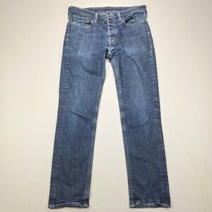 Levi's 511 Slim Fit Jeans Button Fly Stretch Dark Wash Blue Mens W36 L32
